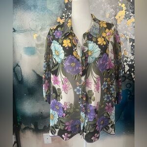 Beautiful Florals 3/4 Sleeve Blouse